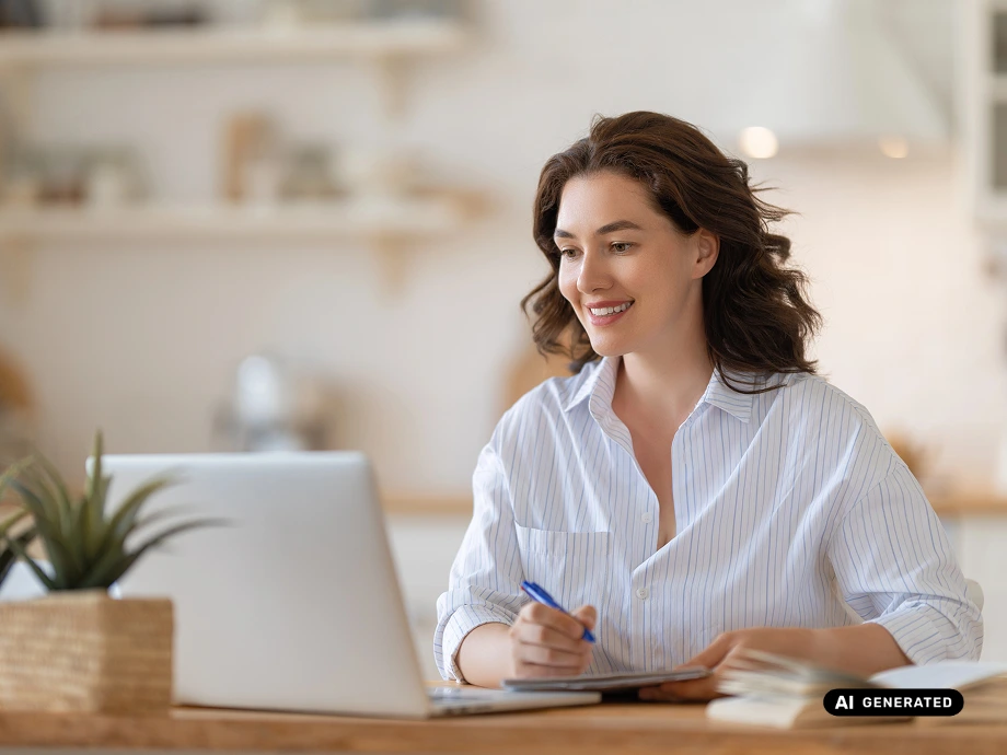 Frau vor Laptop
